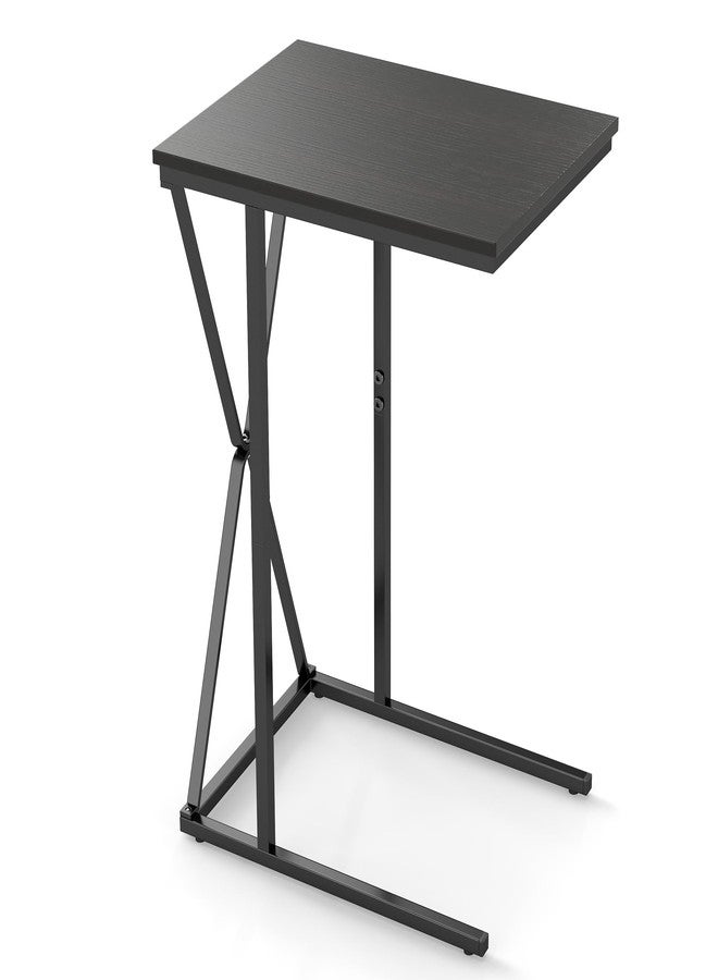 Manora TV Dinner Tray Table, C Shaped End Table for Couch, Slide Under Couch Table for Small Space, Living Room or Bedroom, Dark Brown - Image 1
