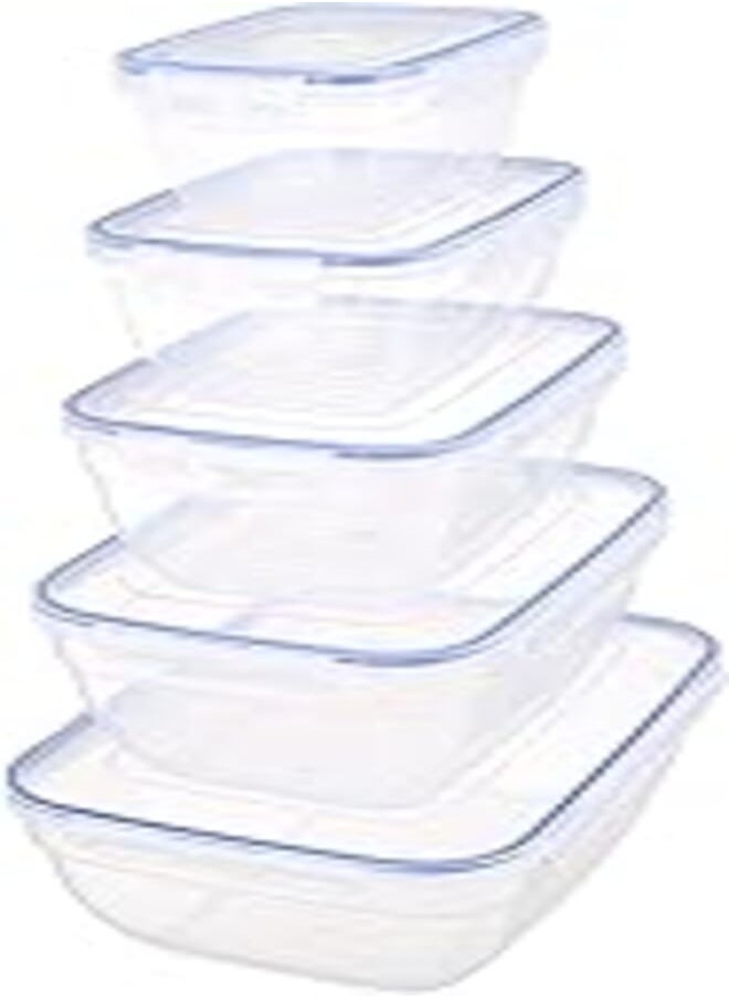 Bager Bager Cook&Lock Rectangular Storage Container (575+1050+1850+3100+5000 Ml) (Deep), Transparent 