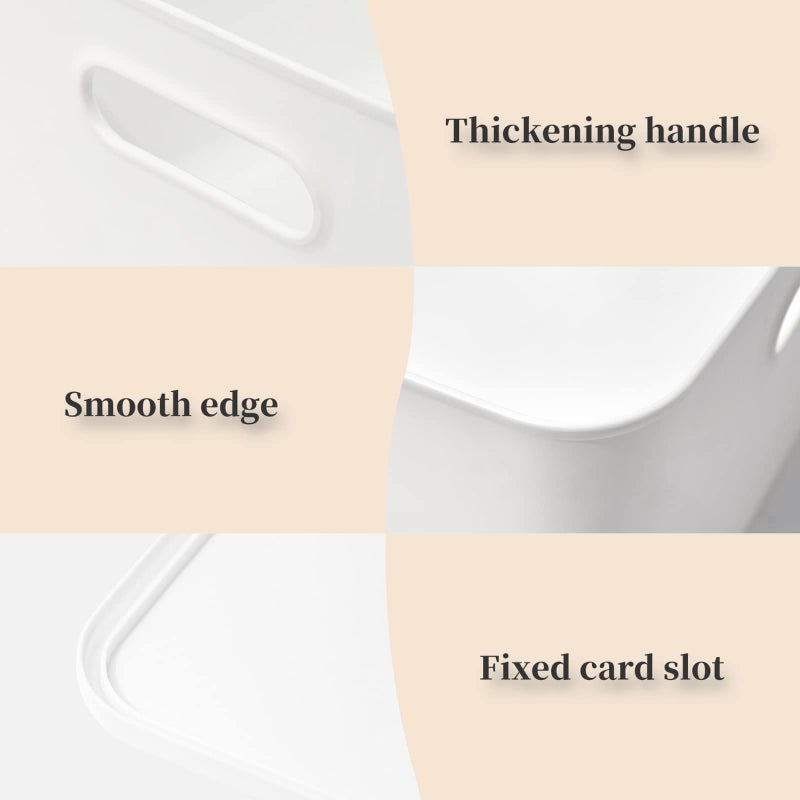 Yishyfier Plastic Storage Baskets Bins Boxes With Lids,Organizing Container White Storage Organizer Bins For Shelves Drawers Desktop Playroom Classroom Office,3-Pack(M+2S) - Image 5
