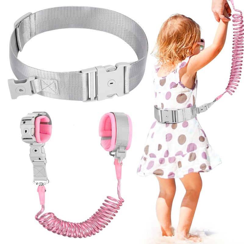 accmor Reflective Toddler Belt Leash, Anti Lost Wrist Link for Baby, Kid Anti Lost Waist Band Child Leash with Lock for Babies Girls, Child Walking Harness Wristband Rope Tether for Outdoor Travel - Image 1
