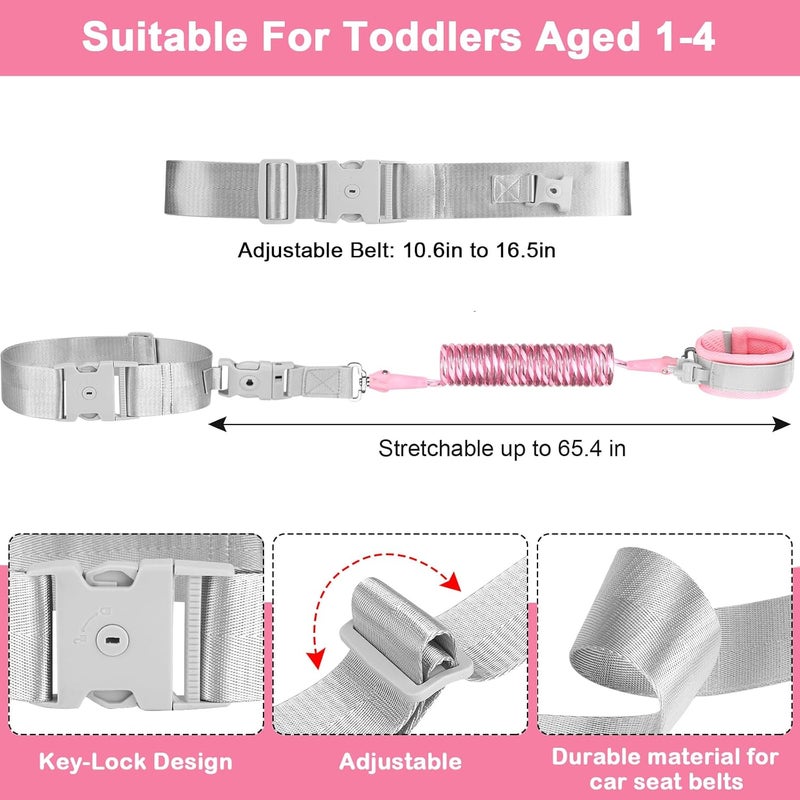accmor Reflective Toddler Belt Leash, Anti Lost Wrist Link for Baby, Kid Anti Lost Waist Band Child Leash with Lock for Babies Girls, Child Walking Harness Wristband Rope Tether for Outdoor Travel - Image 2