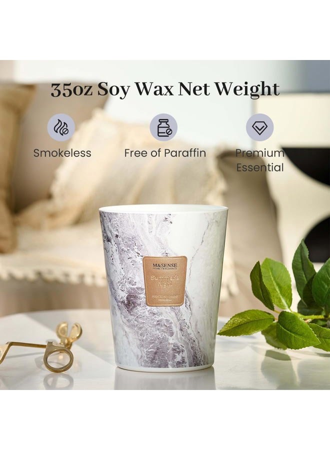 M&SENSE Scented Candle 990 g | Summer Night | 150h Burn time and 3 wicks | Decorative Natural Soy Wax Candle | Relaxing Aromatherapy | Gift for Women and Men | Modern Marble Jar - Image 4