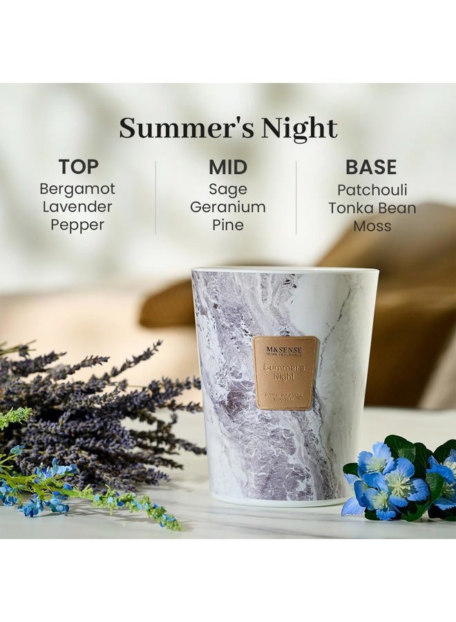 M&SENSE Scented Candle 990 g | Summer Night | 150h Burn time and 3 wicks | Decorative Natural Soy Wax Candle | Relaxing Aromatherapy | Gift for Women and Men | Modern Marble Jar - Image 3