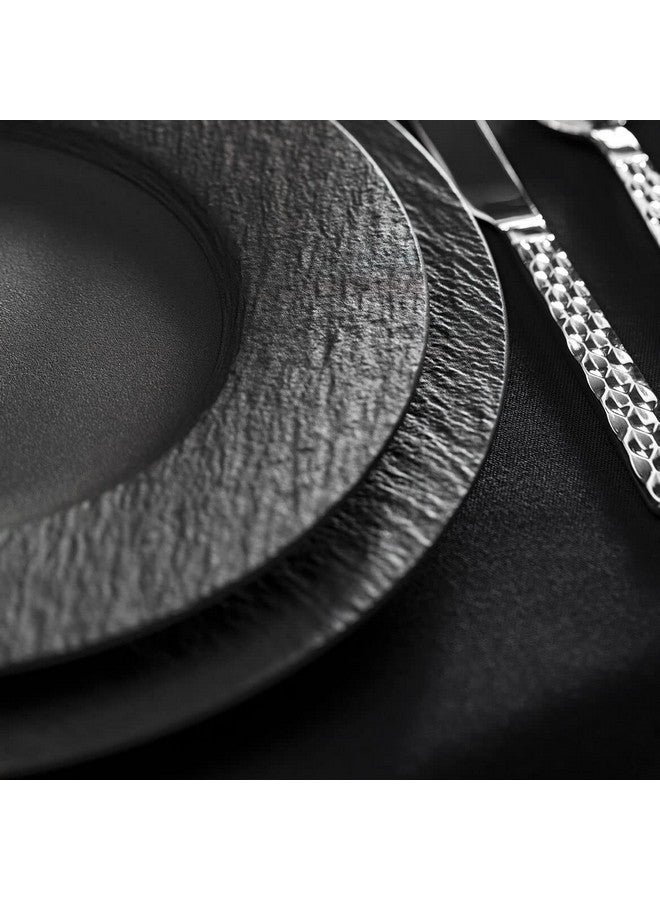 Villeroy & Boch Manufacture Rock 4-Piece Place Setting, Plates & Bowls, Premium Porcelain, Made in Germany, Matte Black - Image 3