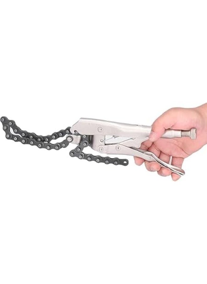 BISSO Locking Chain Clamp with Chain, Heavy-Duty Chain Vise Wrench Chain Clamp Locking Pliers with Steel Jaw and Quick Release Trigger, Easy Locking for Any Shaped Objects  - Image 4