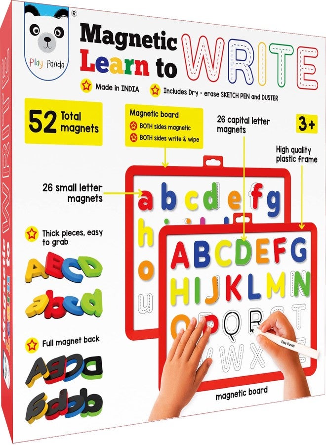 Play Panda Magnetic Learn to Write Capital & Small Letters with Write and Wipe Magnetic Board - Image 1