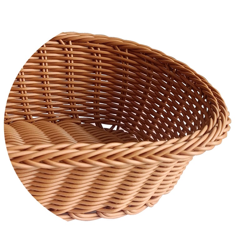 PAUL SONS Hospitality Oval Wicker Basket Rattan Woven Bread Baskets Poly Wicker Fruit Baskets, Brown 10"x 8"x 3" (Pack of 1Pc) - Image 4