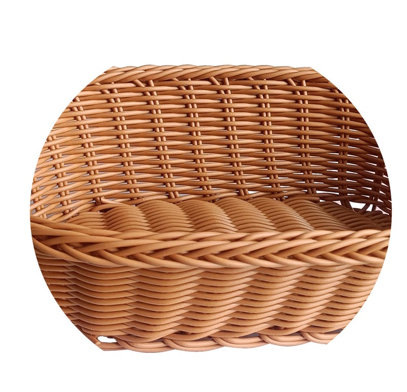 PAUL SONS Hospitality Oval Wicker Basket Rattan Woven Bread Baskets Poly Wicker Fruit Baskets, Brown 10"x 8"x 3" (Pack of 1Pc) - Image 5