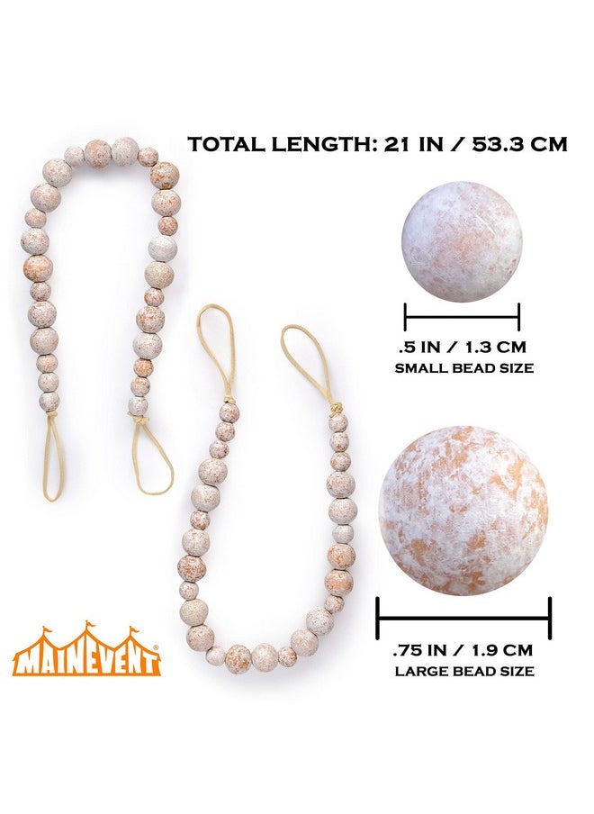 MAINEVENT Wood Bead Curtain Tiebacks Set of 8, Boho Curtain Tiebacks, Farmhouse Curtain Tiebacks, Curtain Holder Tiebacks, Rustic Curtain Tiebacks, Curtains Ties, Curtains Tiebacks, Beaded Curtain Ties Backs  - Image 2