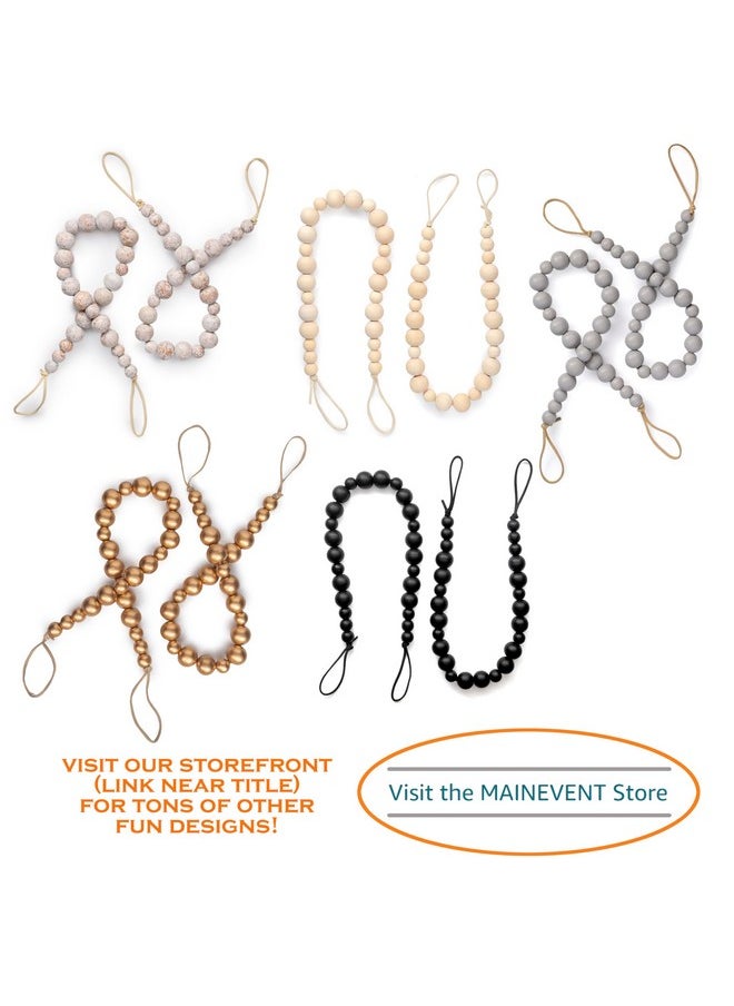MAINEVENT Wood Bead Curtain Tiebacks Set of 8, Boho Curtain Tiebacks, Farmhouse Curtain Tiebacks, Curtain Holder Tiebacks, Rustic Curtain Tiebacks, Curtains Ties, Curtains Tiebacks, Beaded Curtain Ties Backs  - Image 5