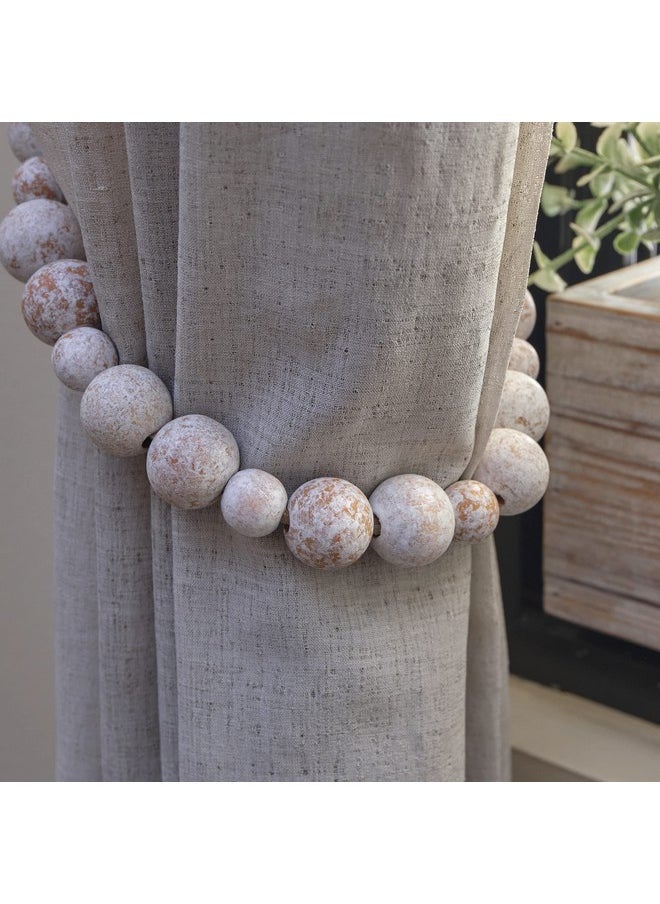 MAINEVENT Wood Bead Curtain Tiebacks Set of 8, Boho Curtain Tiebacks, Farmhouse Curtain Tiebacks, Curtain Holder Tiebacks, Rustic Curtain Tiebacks, Curtains Ties, Curtains Tiebacks, Beaded Curtain Ties Backs  - Image 3