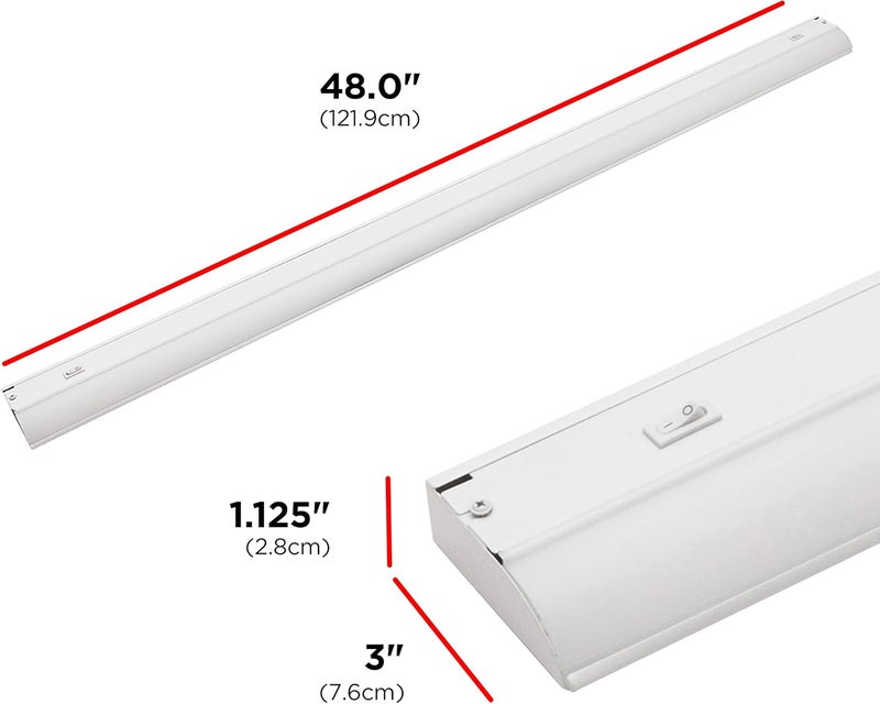 UltraPro أضواء تحت الخزائن بطول 48 بوصة موصولة بالكهرباء، 3 إعدادات لونية - 2700K/4000K/5000K - أبيض دافئ، أبيض بارد، وضوء النهار، إضاءة تحت الخزائن، أضواء تحت الطاولة قابلة للتعتيم للمطبخ، 45370 - Image 3
