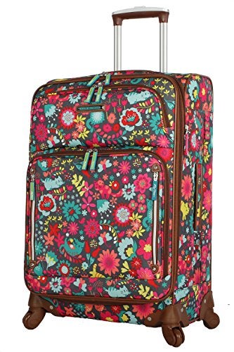 Lily Bloom Luggage 24" Expandable Design Pattern Suitcase With Spinner Wheels For Woman (24in, Playful Garden) - Image 1