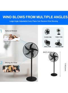Stargold 16 Inch Rechargeable Oscillating Fan Table Fan Wall Fan Floor Fan Ceiling Fan With 4 SMD LED Light  - Image 3