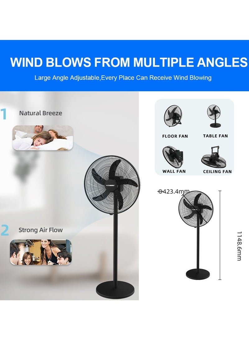 Stargold 16 Inch Rechargeable Oscillating Fan Table Fan Wall Fan Floor Fan Ceiling Fan With 4 SMD LED Light  - Image 3