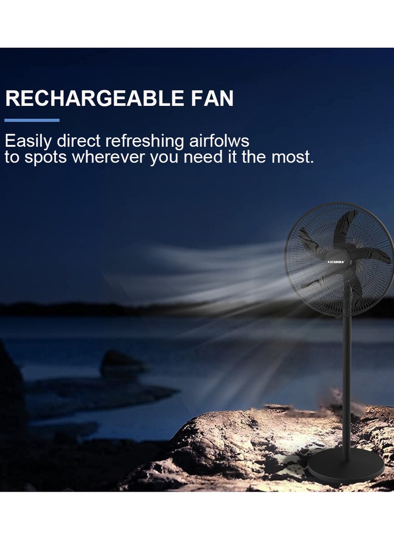 Stargold 16 Inch Rechargeable Oscillating Fan Table Fan Wall Fan Floor Fan Ceiling Fan With 4 SMD LED Light  - Image 5