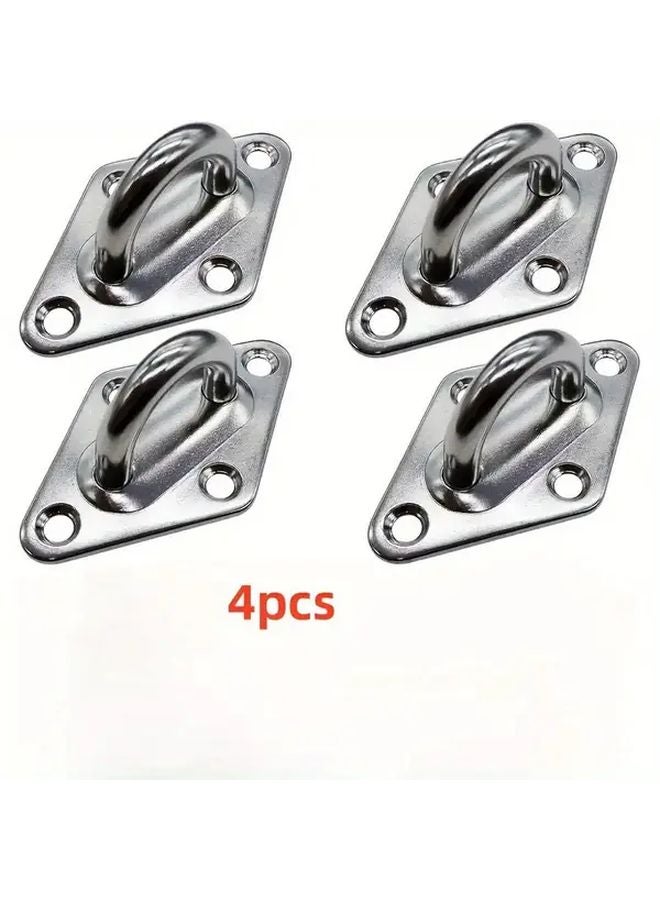 4 Pcs Heavy Duty Stainless Steel Hooks with Mounting Plates for Ceiling Wall Boat - Image 1