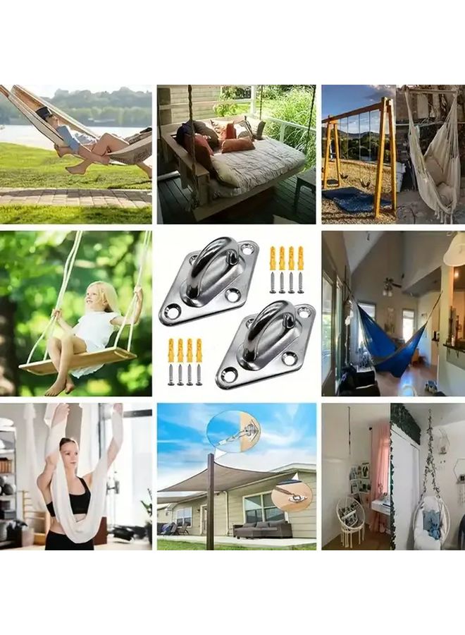 4 Pcs Heavy Duty Stainless Steel Hooks with Mounting Plates for Ceiling Wall Boat - Image 5