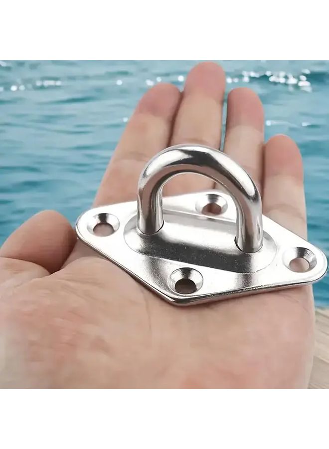 4 Pcs Heavy Duty Stainless Steel Hooks with Mounting Plates for Ceiling Wall Boat - Image 3