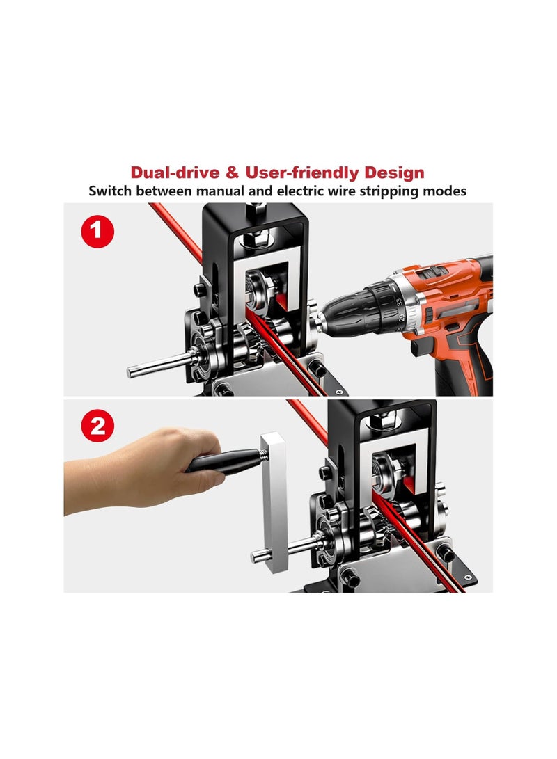 SYOSI Manual Wire Stripping Machine, Gauge Wire 0.06-1 inches, Scrapping Copper Wire Peeler Machine, Drill Powered Hand Crank Wire Stripper Tool for Scrap Copper Recycling, Manual Wire Stripping Made Easy - Image 4