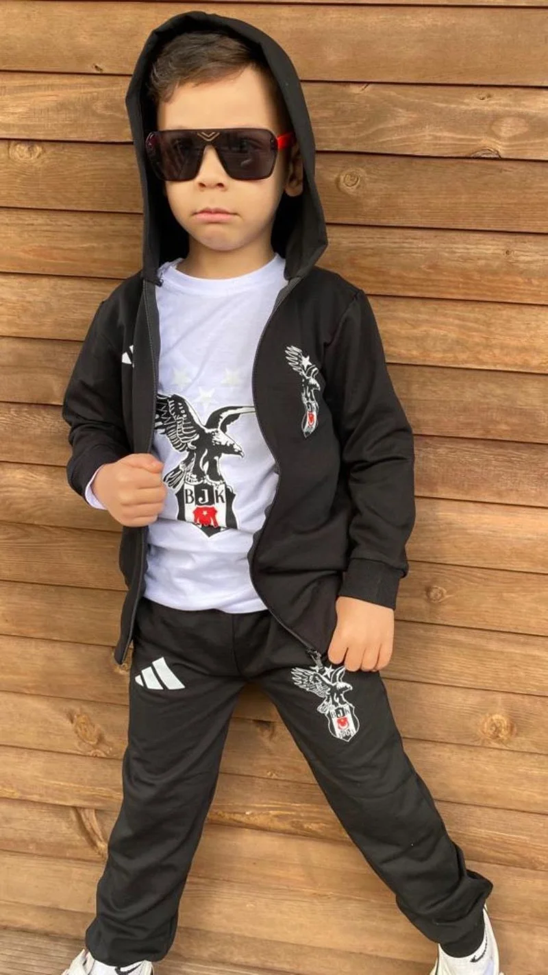 مافي بونجوك كيدز Blue Boncuk Kids Fan Bag Tracksuit Set Black