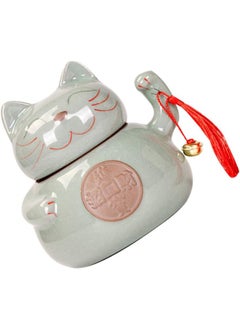 Ceramic Tea Jar Storage Jars Maneki Neko Shaped Porcelain Tea Tin Tea Canister Storage Can with Lids Jewlry Dish Tray Lucky Cat Figurine for Cosmetic Makeup Spice Loose Tea