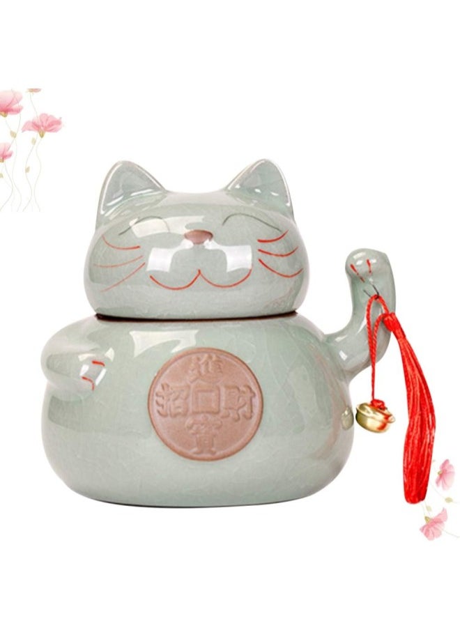 klarako - Ceramic Tea Jar Storage Jars Maneki Neko Shaped Porcelain Tea Tin Tea Canister Storage Can with Lids Jewlry Dish Tray Lucky Cat Figurine for Cosmetic Makeup Spice Loose Tea - Image 1