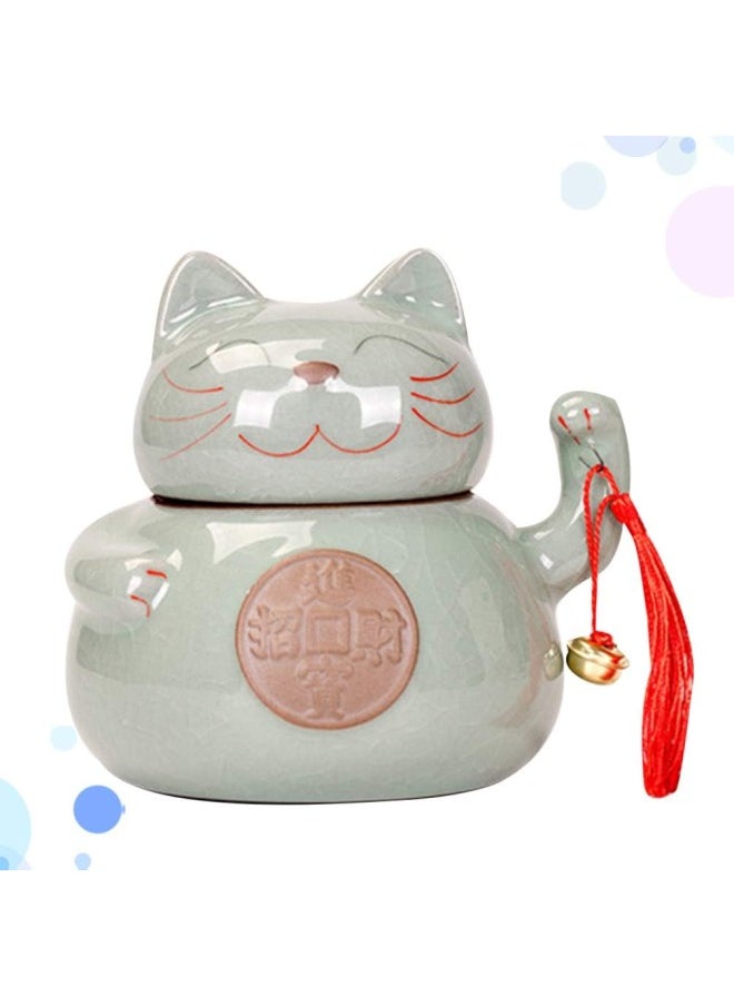 klarako - Ceramic Tea Jar Storage Jars Maneki Neko Shaped Porcelain Tea Tin Tea Canister Storage Can with Lids Jewlry Dish Tray Lucky Cat Figurine for Cosmetic Makeup Spice Loose Tea - Image 1