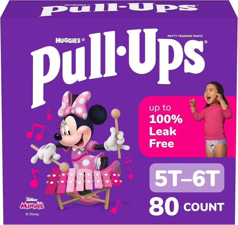 Pull-Ups Girls' Potty Training Pants, Size 5T-6T Training Underwear (46+ lbs), 80 Count (2 Packs of 40) - Image 1