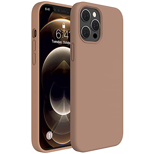 Miracase Compatible with iPhone 12 Pro Max Case, [Soft Anti-Scratch Microfiber Lining], Liquid Silicone Case Gel Rubber Shockproof Drop Protection Phone Case for 12 Pro Max, Chocolate - Image 1