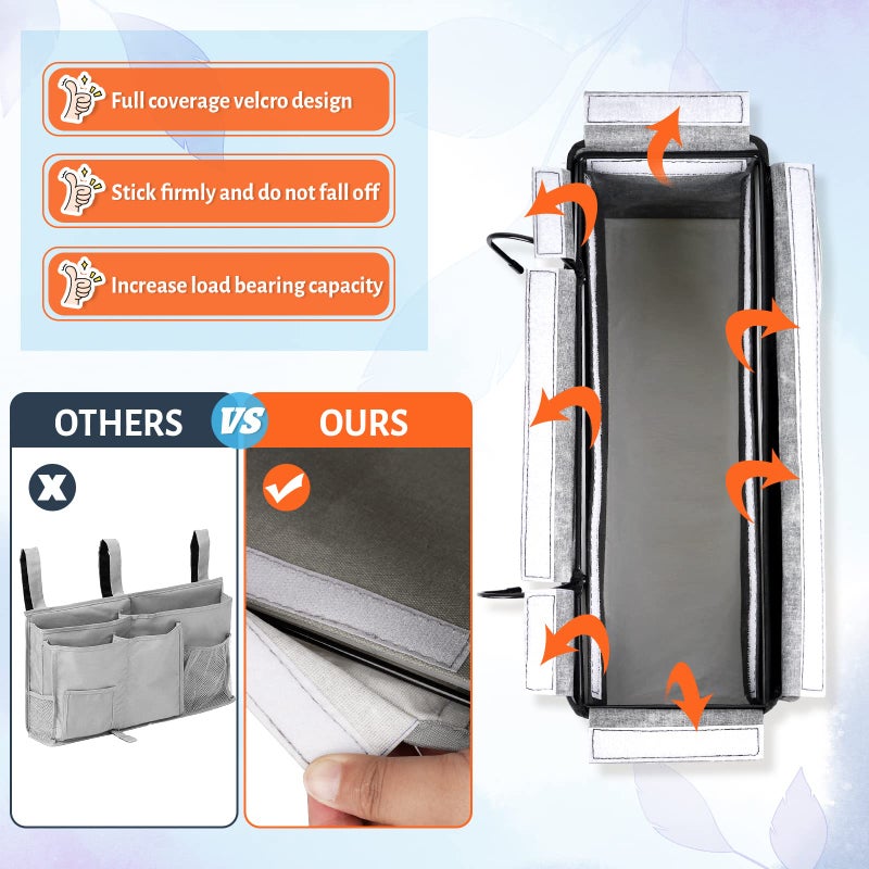 Loghot Bedside Caddy/Bedside Storage Bag Hanging Organizer For Bunk And Hospital Beds Dorm Rooms Bed Rails Can Be Placed Glasses Books Mobile Phones Keys (New Black-1) - Image 5