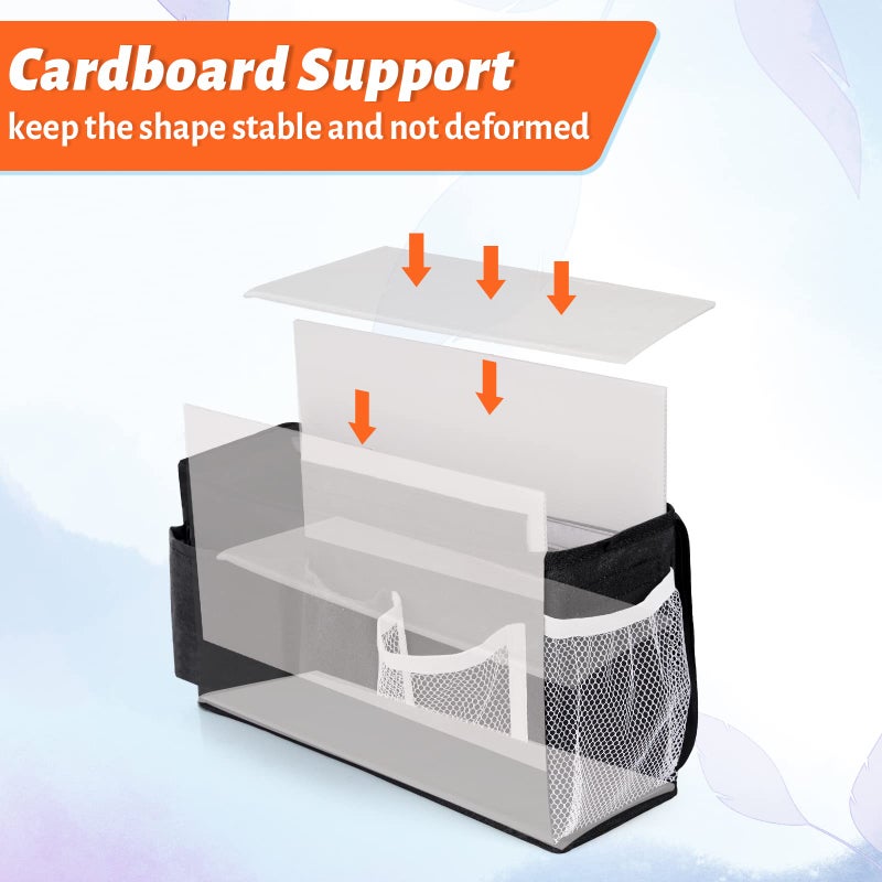 Loghot Bedside Caddy/Bedside Storage Bag Hanging Organizer For Bunk And Hospital Beds Dorm Rooms Bed Rails Can Be Placed Glasses Books Mobile Phones Keys (New Black-1) - Image 4