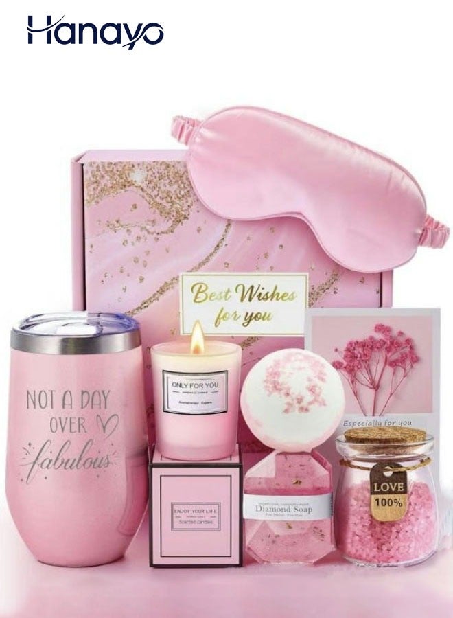 Hanayo Gifts for Women Happy Birthday Gifts Basket for Women Spa Gift Set for Ladies 7PCS Spa Gift Basket Set with Gift Box Relaxation Bath Gift Set for Wife and Best Friend - Image 1