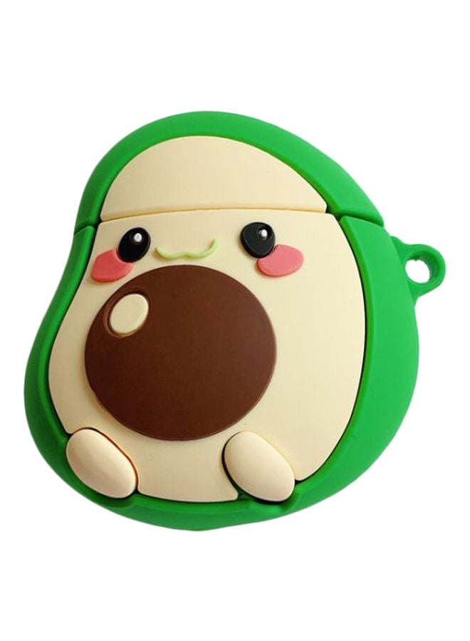 غطاء حماية مزود بشاحن بتصميم إيموجي فاكهة لسماعات أبل آيربودز 1/2 أخضر/بيج/بني - Image 1