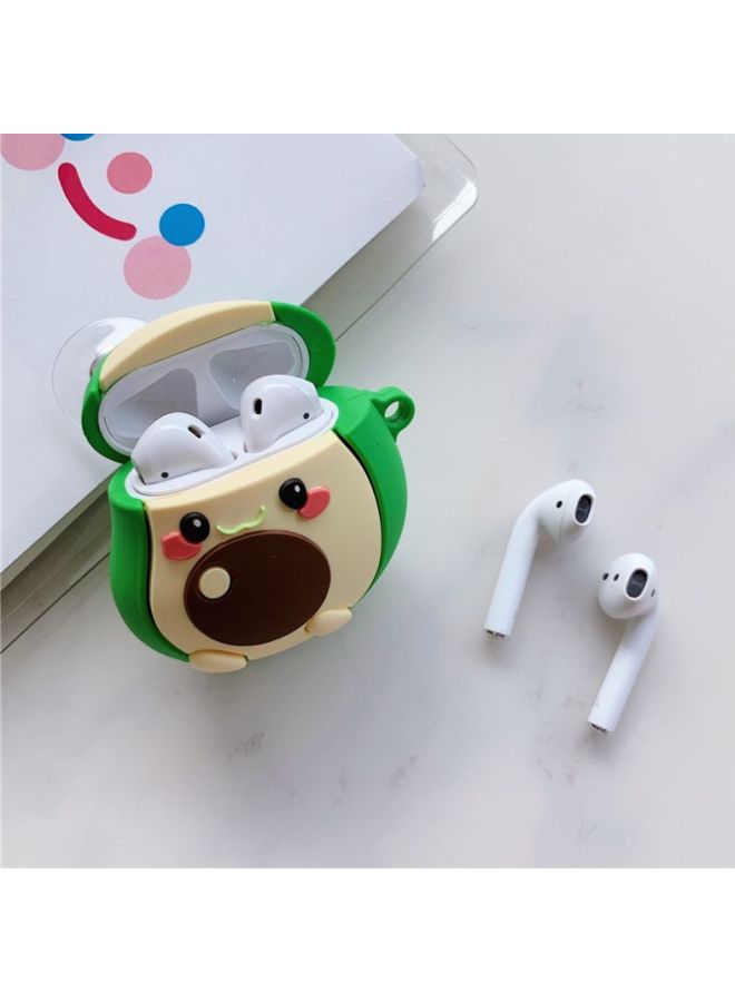 غطاء حماية مزود بشاحن بتصميم إيموجي فاكهة لسماعات أبل آيربودز 1/2 أخضر/بيج/بني - Image 2