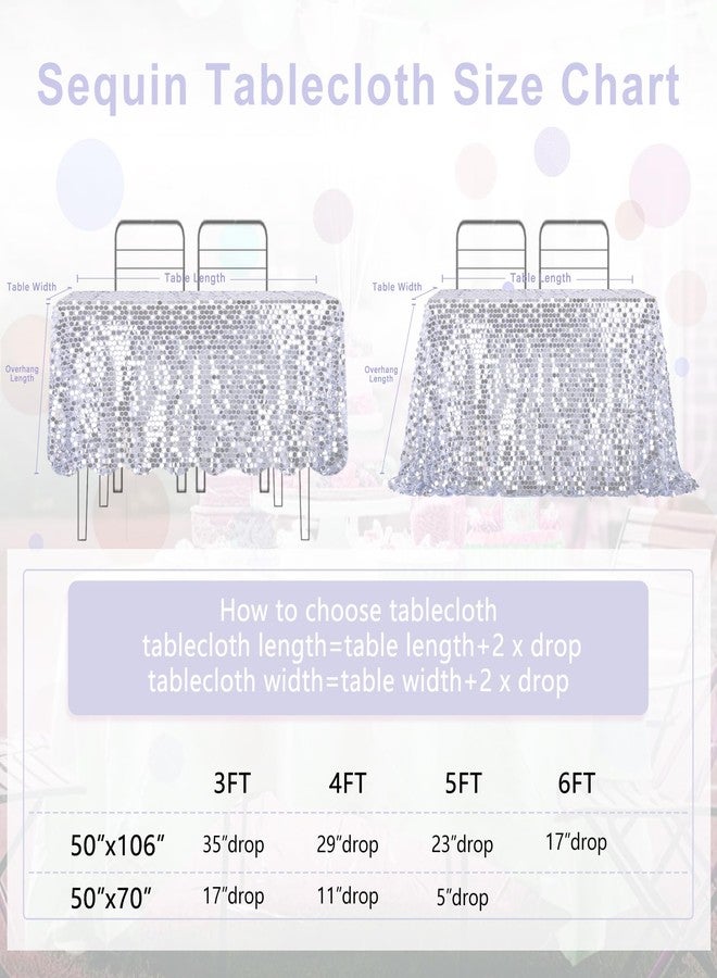 LuoluoHouse Silver Tablecloth Sequin Fabric: 50x70 Inch Payette Table Cloth for Baby Shower Wedding Party Graduation Table Decorations - Image 3