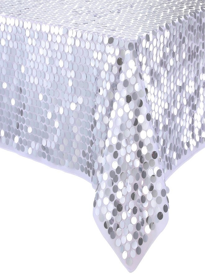 LuoluoHouse Silver Tablecloth Sequin Fabric: 50x70 Inch Payette Table Cloth for Baby Shower Wedding Party Graduation Table Decorations - Image 4