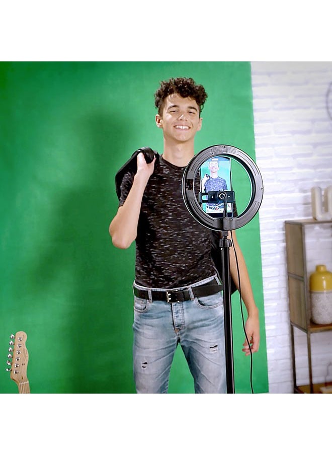 Studio Creator INF 003UK Video Maker Kit Deluxe, Colour LED XL Green Screen, 1m Tripod, Remote, Clip-On Selfie Ring Light + Guide,Multicolor,45 x 8 x 36 Centimeters