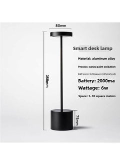 Touch Rechargeable I-shaped Table Lamp Bedroom Bedside Table Lamp Simple Modern American Bar Nightlight Feeding Table Lamp-Light Source Power:Thickened 1800 MA Three-color Dimming Stepless Dimming-Light Color:All Aluminum Black Warm Light