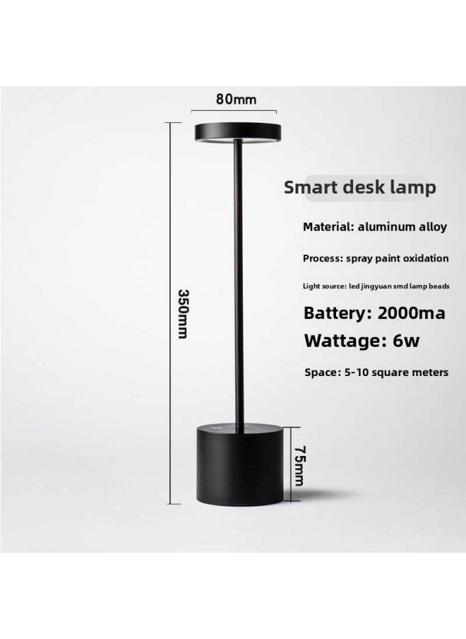 Generic - Touch Rechargeable I-shaped Table Lamp Bedroom Bedside Table Lamp Simple Modern American Bar Nightlight Feeding Table Lamp-Light Source Power:Thickened 1800 MA Three-color Dimming Stepless Dimming-Light Color:All Aluminum Black Warm Light - Image 1