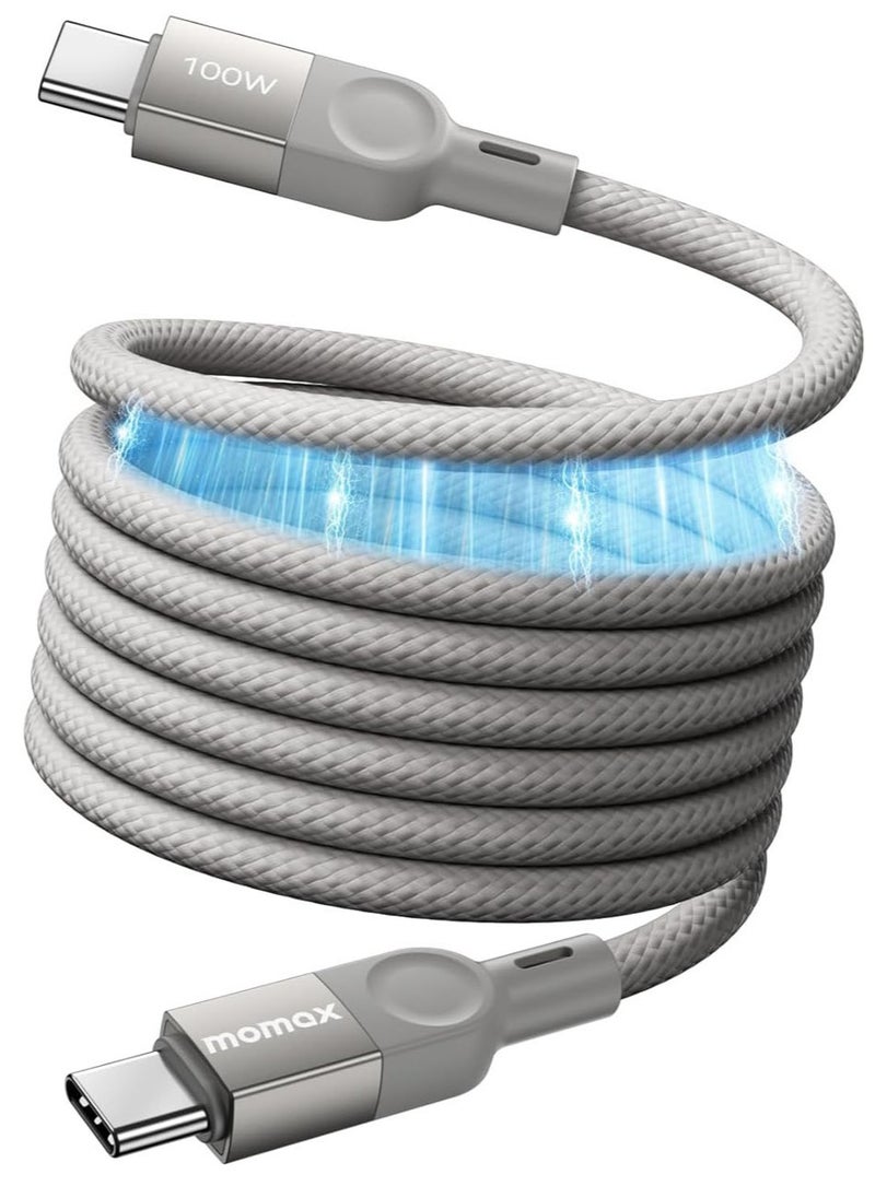 Momax - Momax Elite MAG Link 100W USB-C to USB-C Magnetic Cable [2 Meter] - Titanium - Image 1