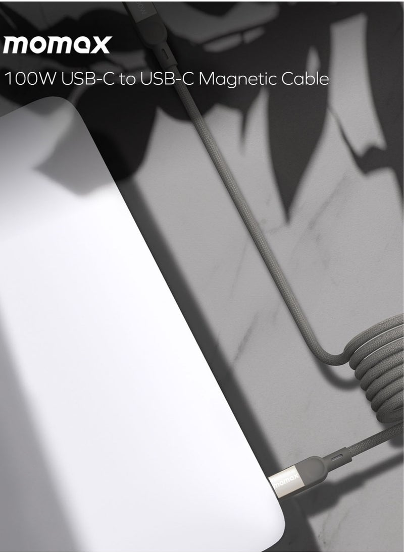 Momax - Momax Elite MAG Link 100W USB-C to USB-C Magnetic Cable [2 Meter] - Titanium - Image 1