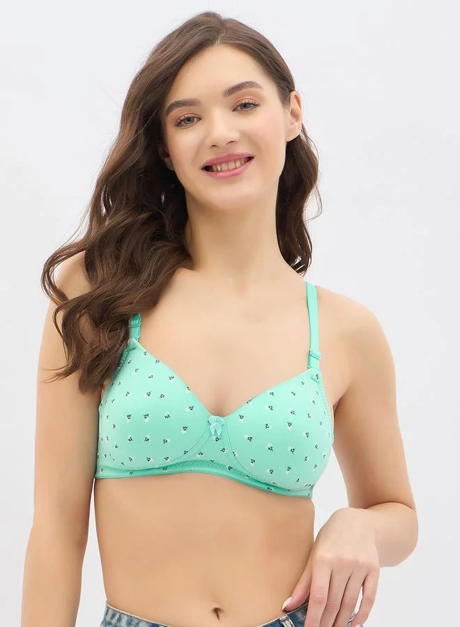 Clovia Clovia Set of 2 - Padded Non-Wired Full Coverage Floral Print T-Shirt Bra