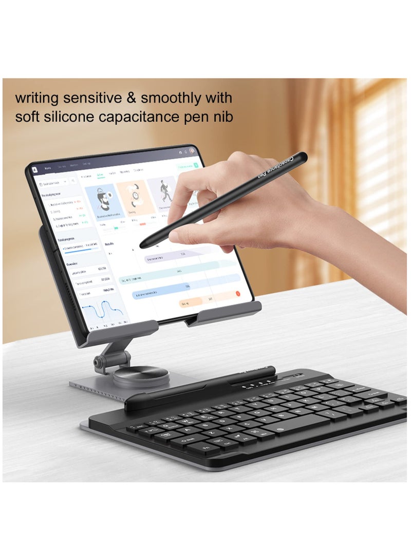 Compatible with Samsung Galaxy Z Fold 4/3/2, this set includes a Mini Wireless Bluetooth Keyboard, Mouse, Adjustable Phone Stand, Capacitive Pen, and S Pen Holder for easy portability - Black. - Image 3