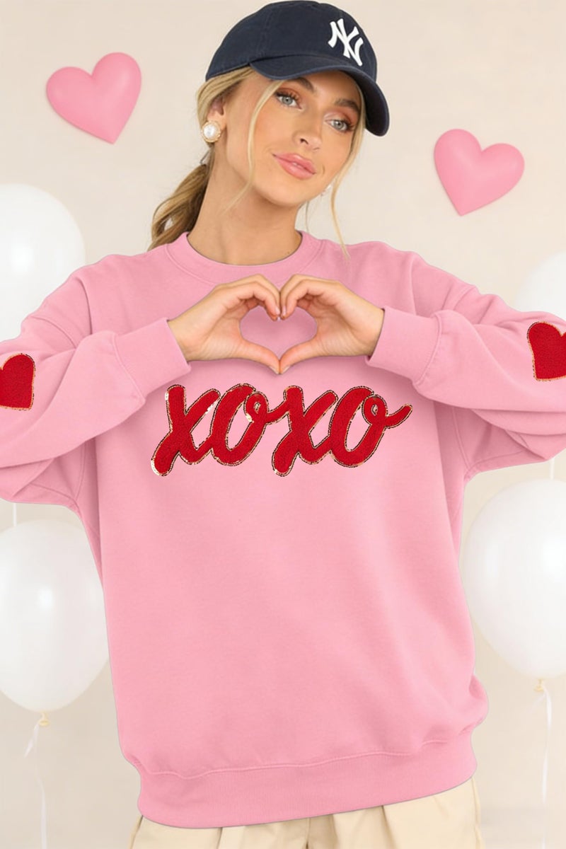 MAXIMGR Valentines Sweatshirts Women Love Sweatshirt - Embroidered Sequin Heart Shirts Valentine Gifts Pullover Tops - Image 4