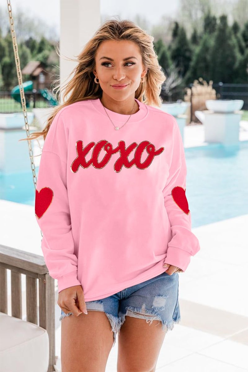 MAXIMGR Valentines Sweatshirts Women Love Sweatshirt - Embroidered Sequin Heart Shirts Valentine Gifts Pullover Tops - Image 5
