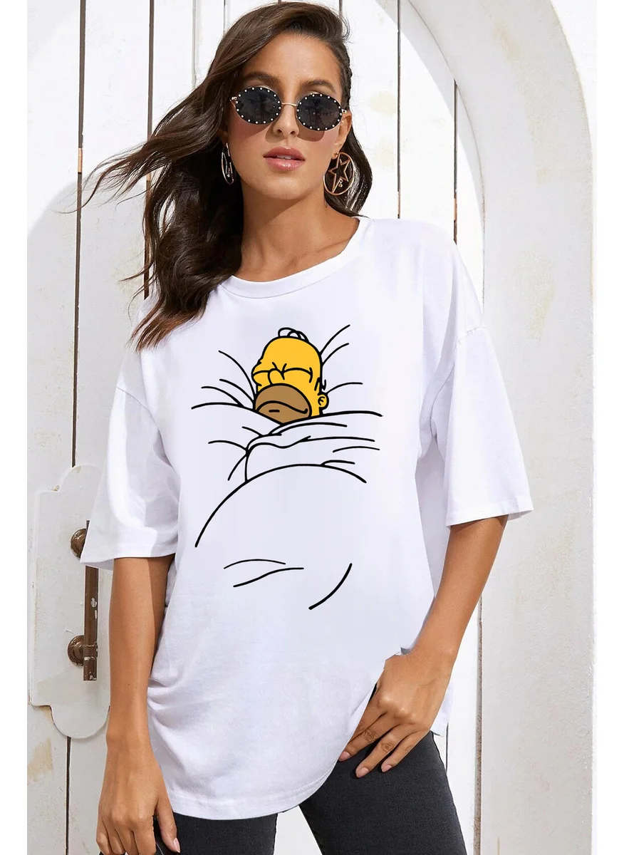 Rock&Roll Sleepy Dad Oversize White Short Sleeve Women's T-Shirt