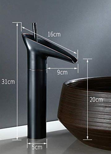 24x7 eMall Black Waterfall Basin Mixer for Bathroom Toilet Wash Basins Hot and Cold Water (Without pop-up) (Midnight Waterfall) Black, Brass Material, 12 Inches - Image 3