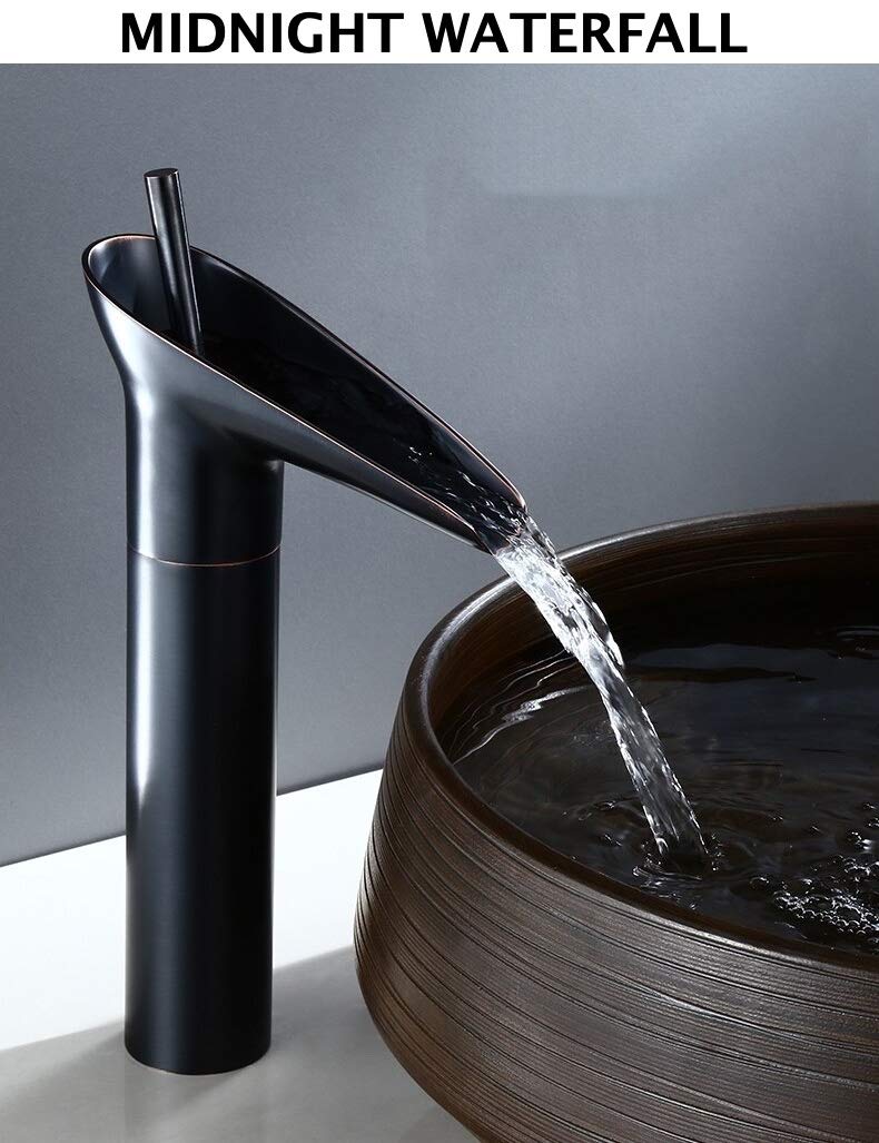 24x7 eMall Black Waterfall Basin Mixer for Bathroom Toilet Wash Basins Hot and Cold Water (Without pop-up) (Midnight Waterfall) Black, Brass Material, 12 Inches - Image 4