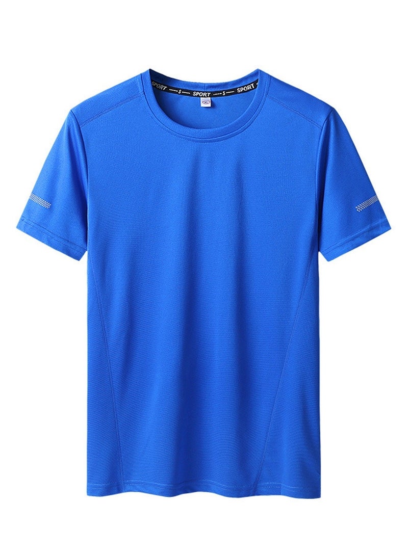 PATELIS Plus size Men's   Blue Short Sleeve Crewneck T-Shirts Gym Workout Athletic swim Shirt  Casual Lightweight Pullover Tops 4XL 5XL 6XL 7XL - Image 4